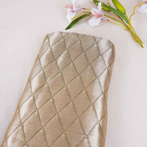 Dark Green Zari Weave Silk Tissue Fabric CW-28975