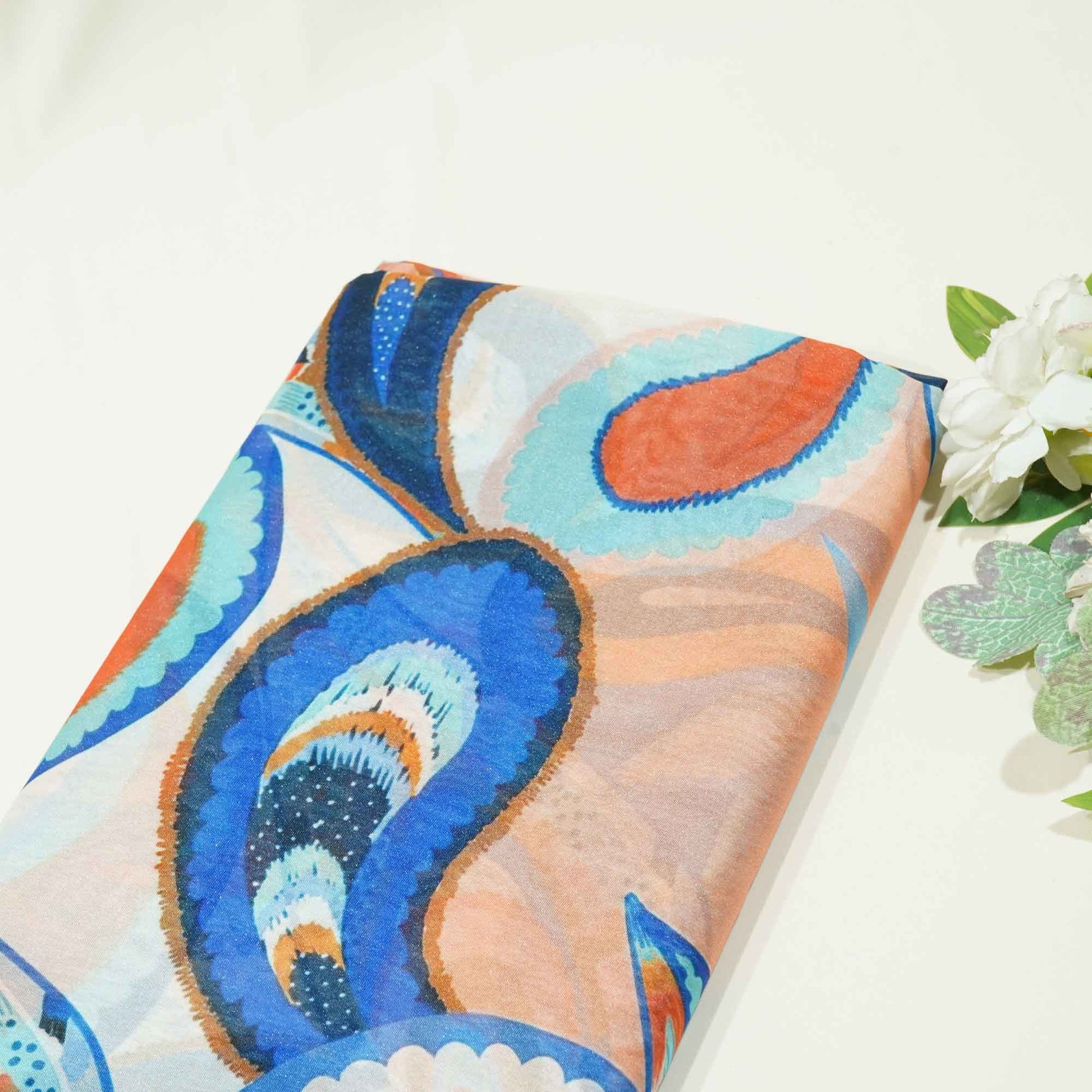Multicolor Paisley Print Organza GF-9750