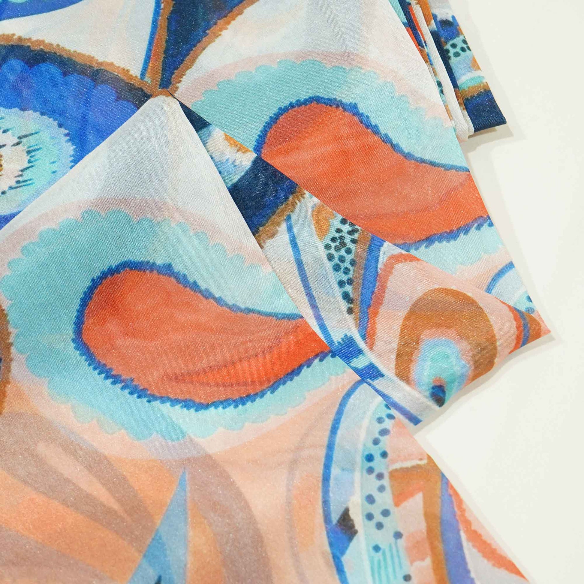 Multicolor Paisley Print Organza GF-9750