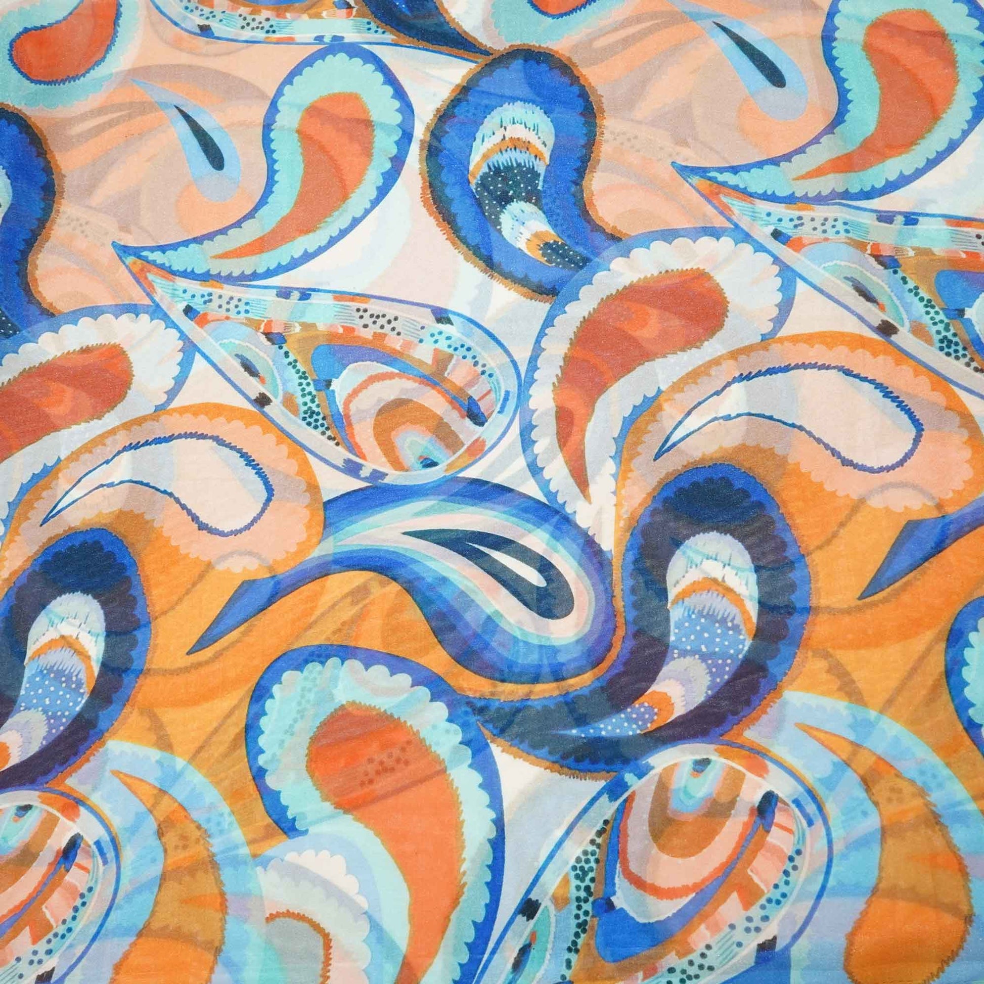 Multicolor Paisley Print Organza GF-9750