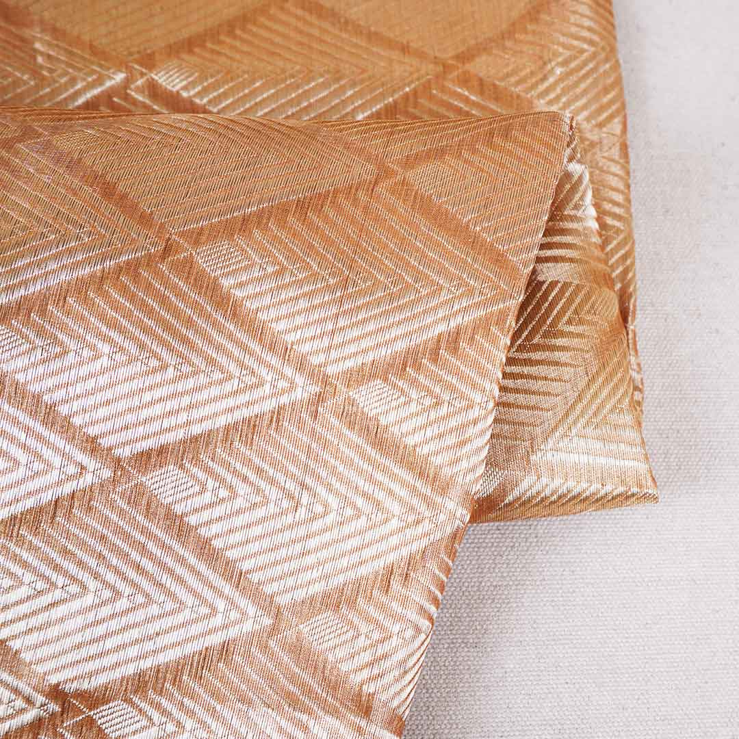 Mustard Zari Weave Silk Tissue Fabric CW-28976