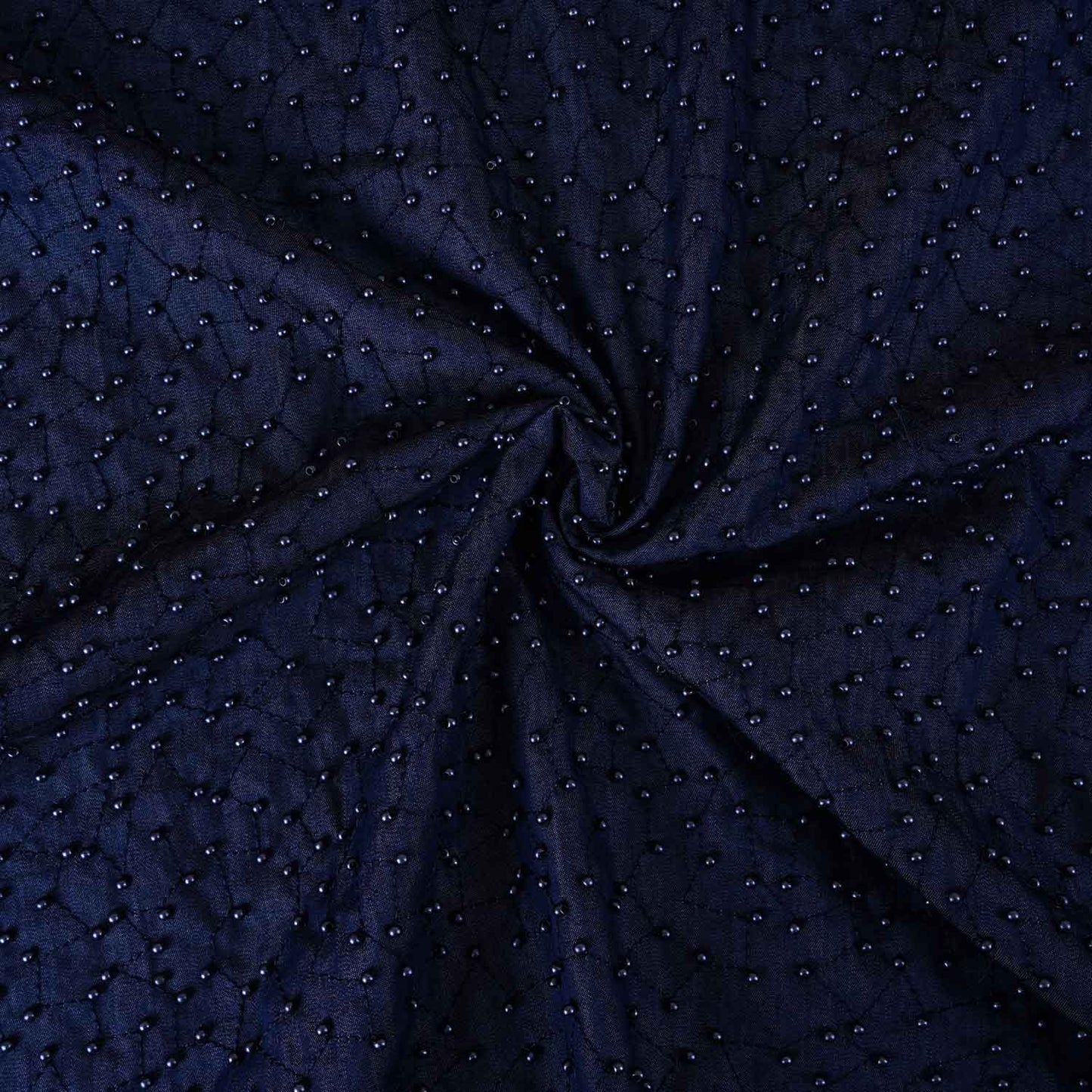 Navy Blue Cutdana Denim Fabric AF-28979