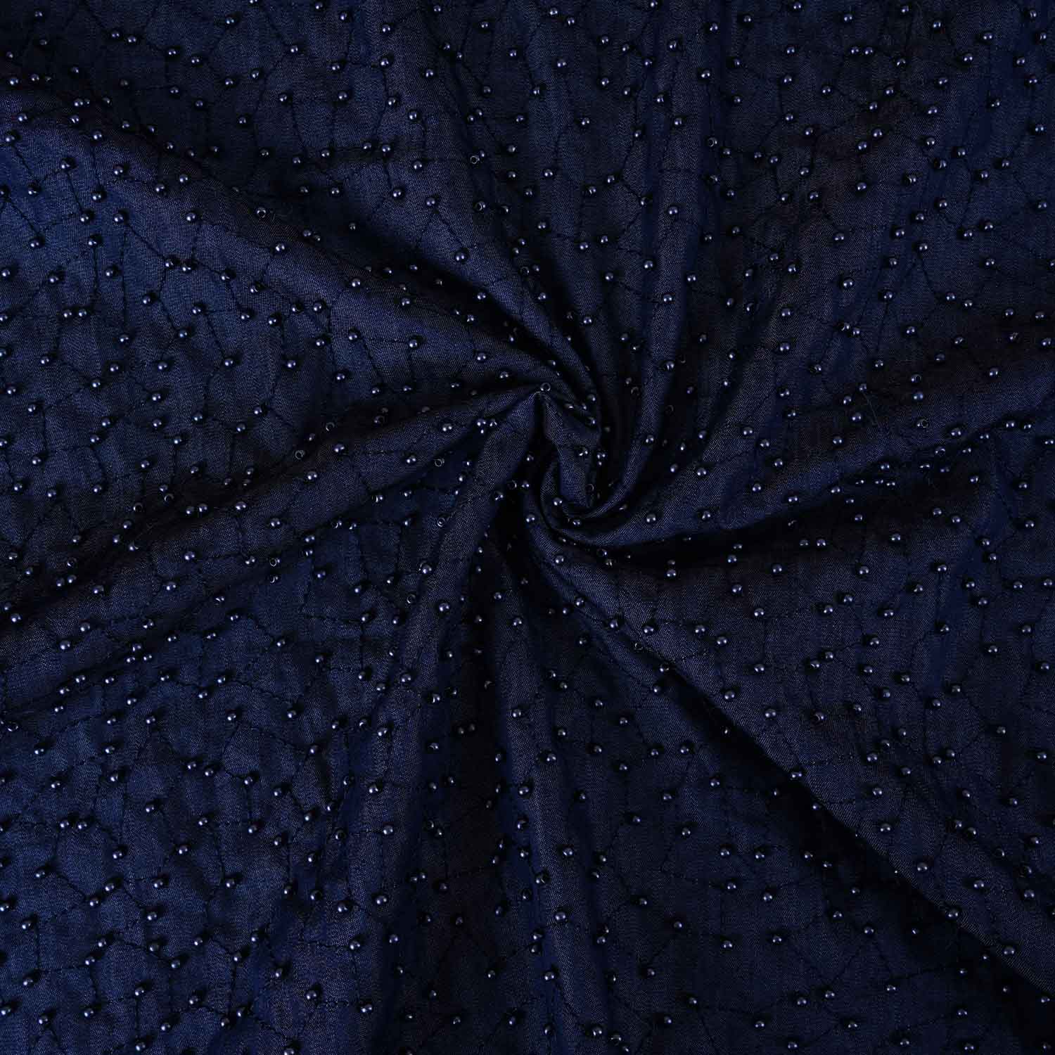 Navy Blue Cutdana Denim Fabric AF-28979 - TradeUNO