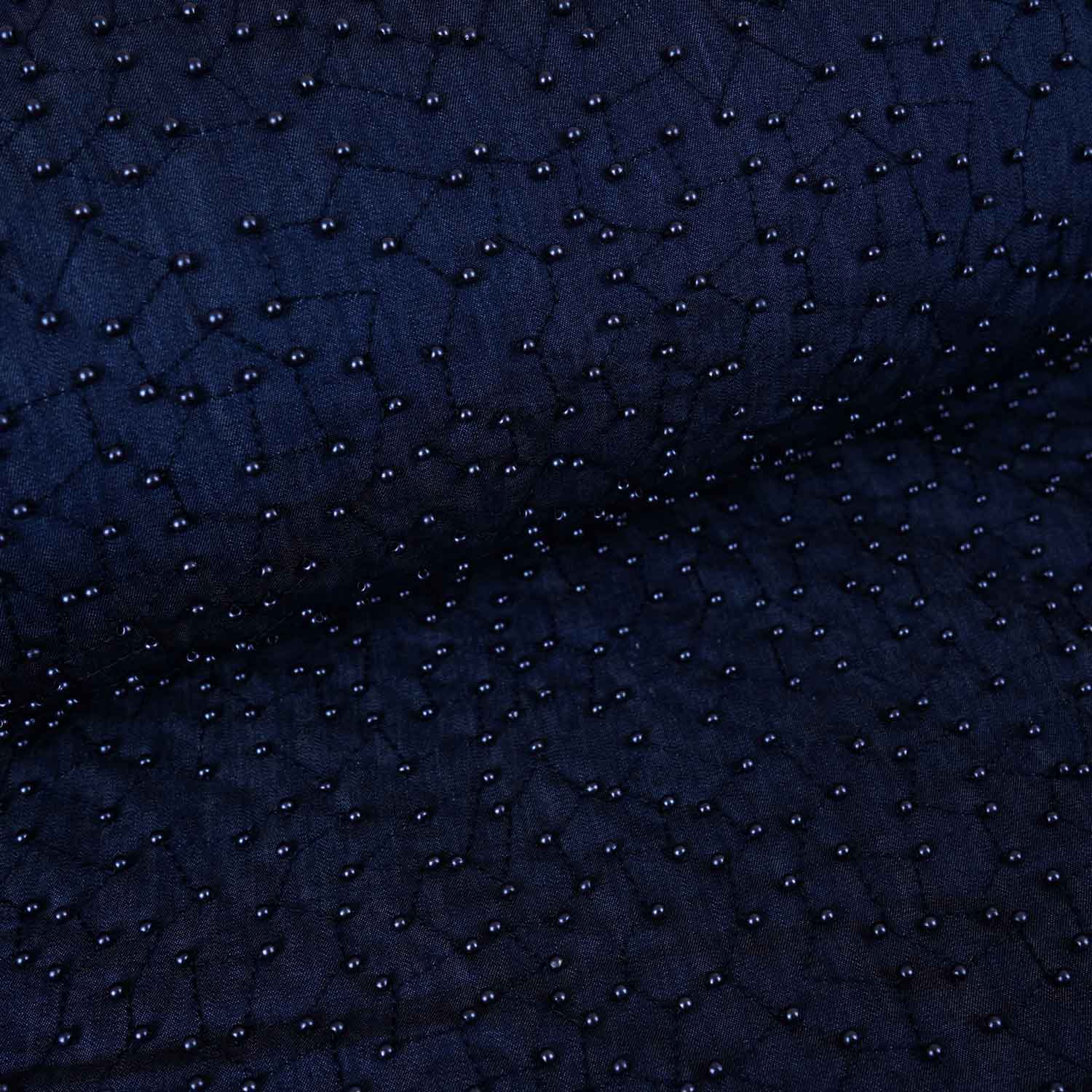 Navy Blue Cutdana Denim Fabric AF-28979 - TradeUNO