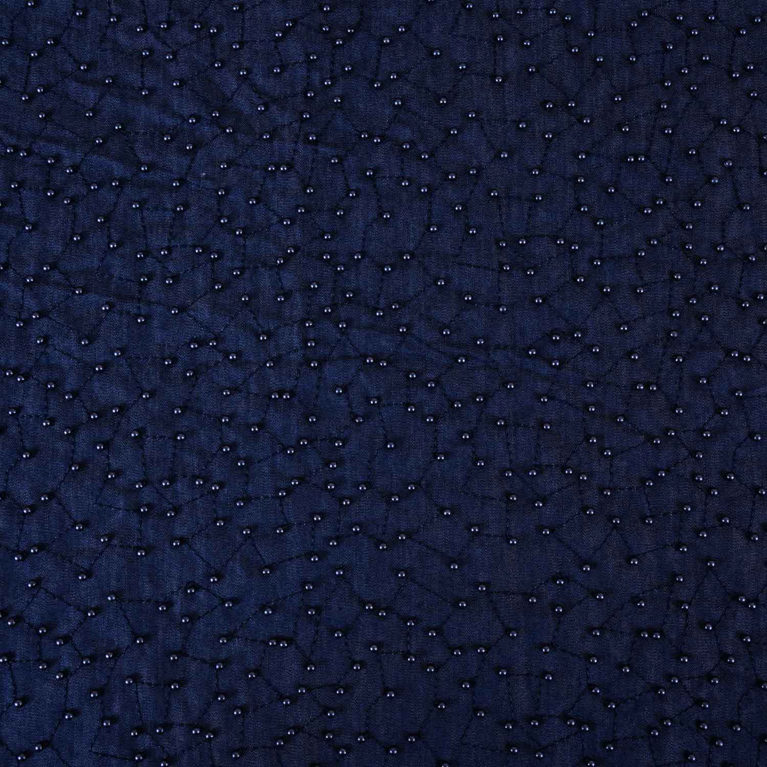 Navy Blue Cutdana Denim Fabric AF-28979 - TradeUNO