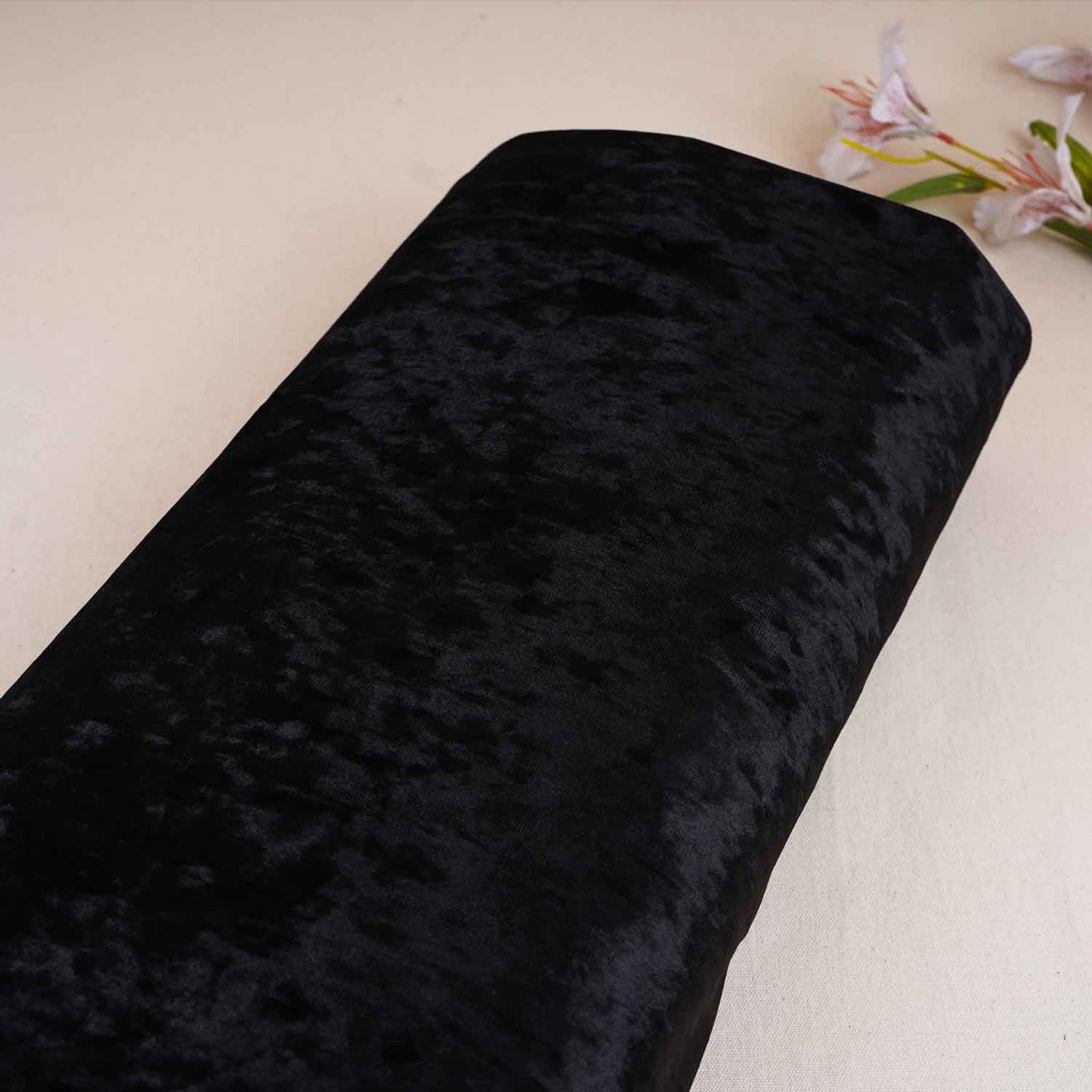 Black Solid Silk Velvet Fabric PDM-28983