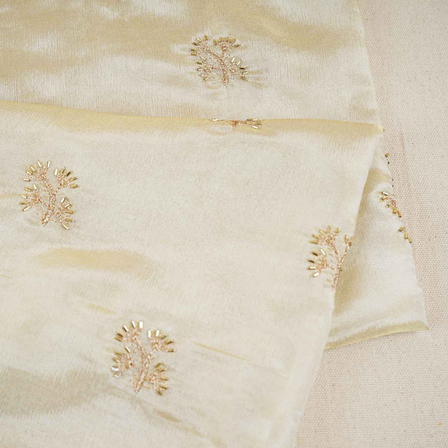 Golden Zari Embroidery Tissue Fabric TA-28984