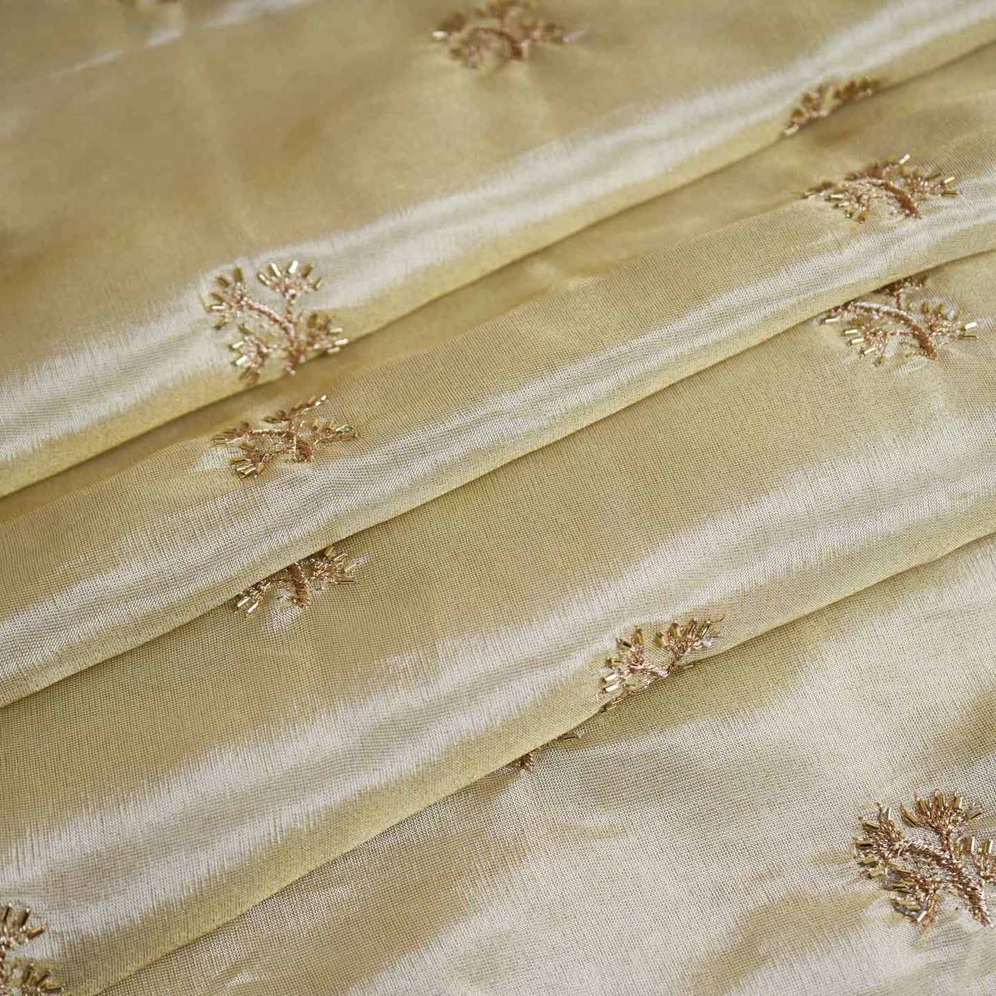Golden Zari Embroidery Tissue Fabric TA-28984