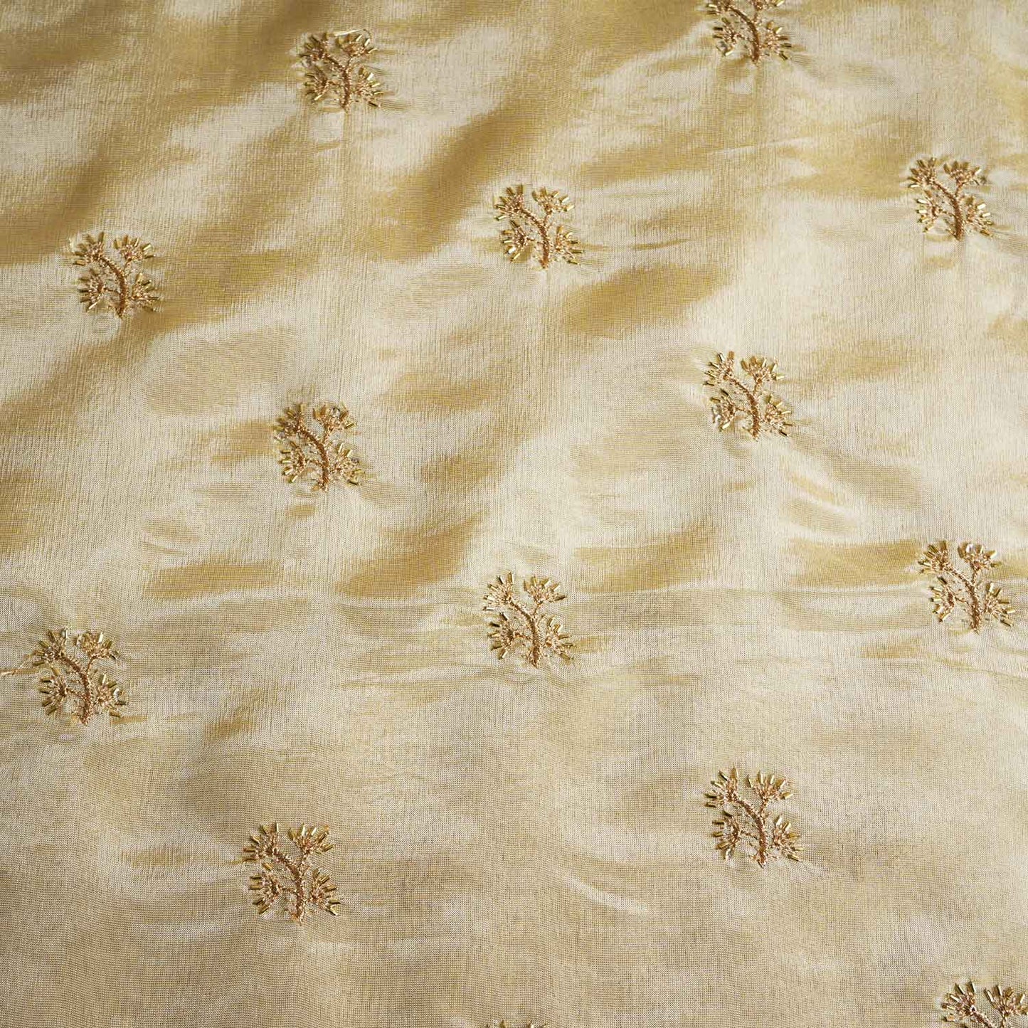 Golden Zari Embroidery Tissue Fabric TA-28984