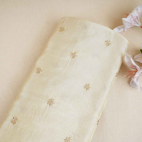 Golden Zari Embroidery Tissue Fabric TA-28985