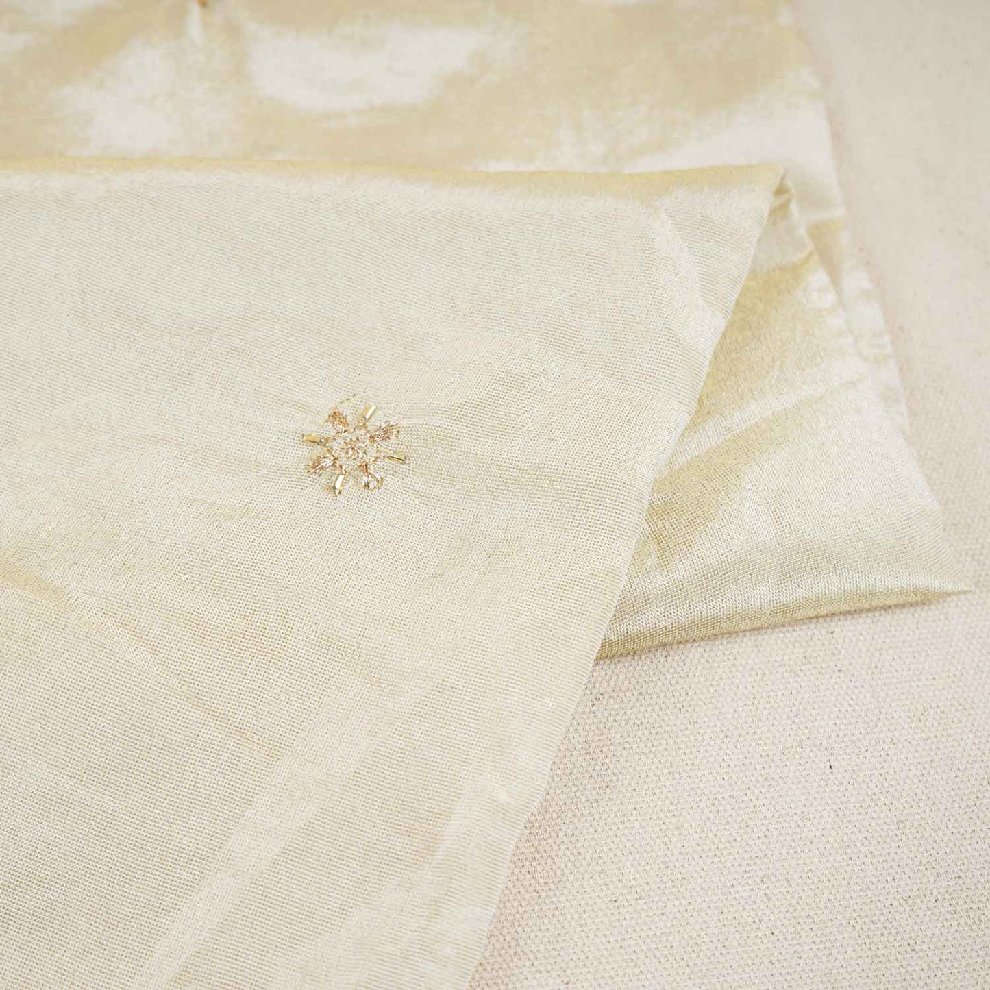 Golden Zari Embroidery Tissue Fabric TA-28985