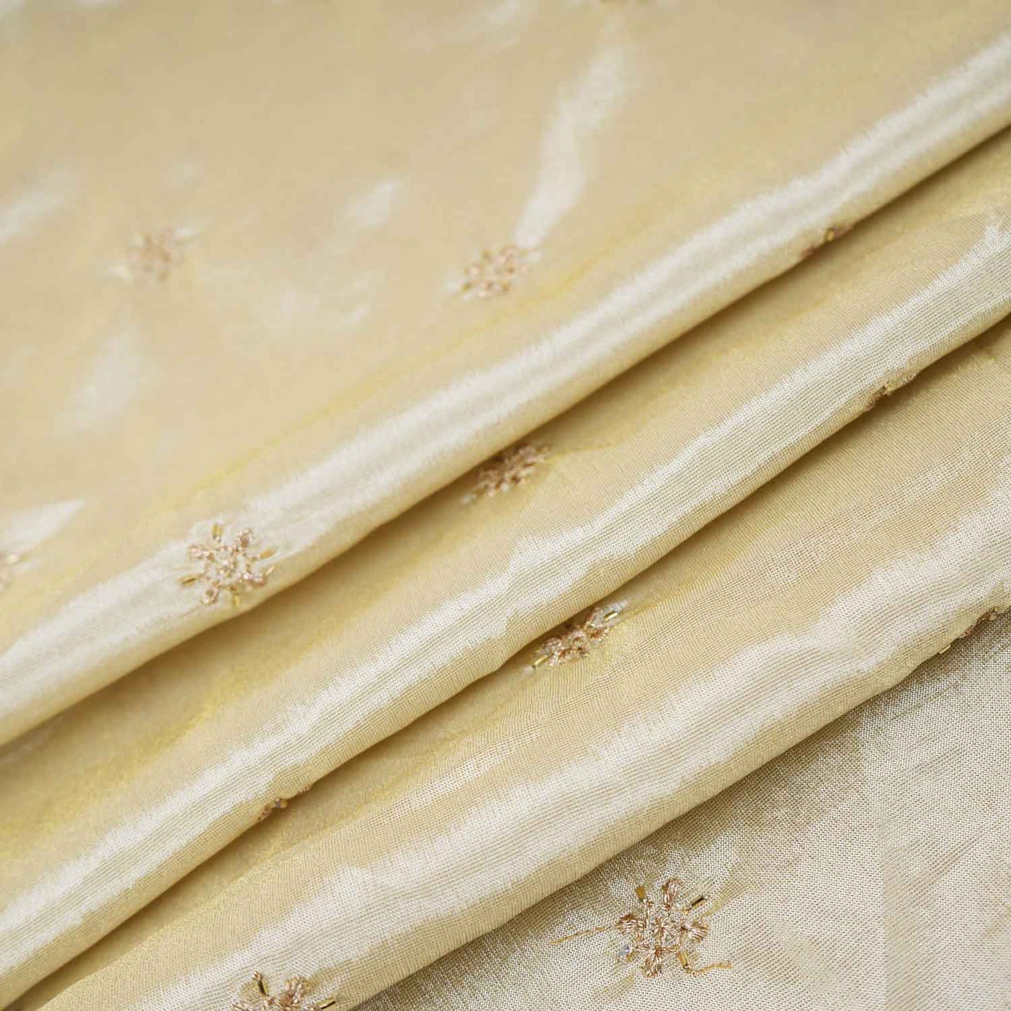Golden Zari Embroidery Tissue Fabric TA-28985