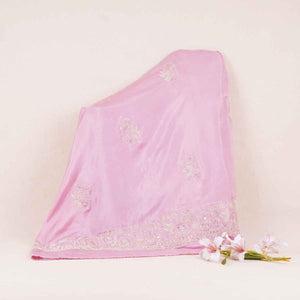 Pink Traditional Pearl Cutdana Dola Silk Fabric TA-28986 - TradeUNO