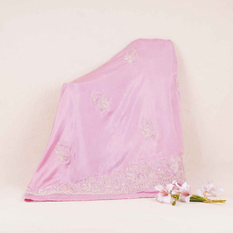 Pink Traditional Pearl Cutdana Dola Silk Fabric TA-28986