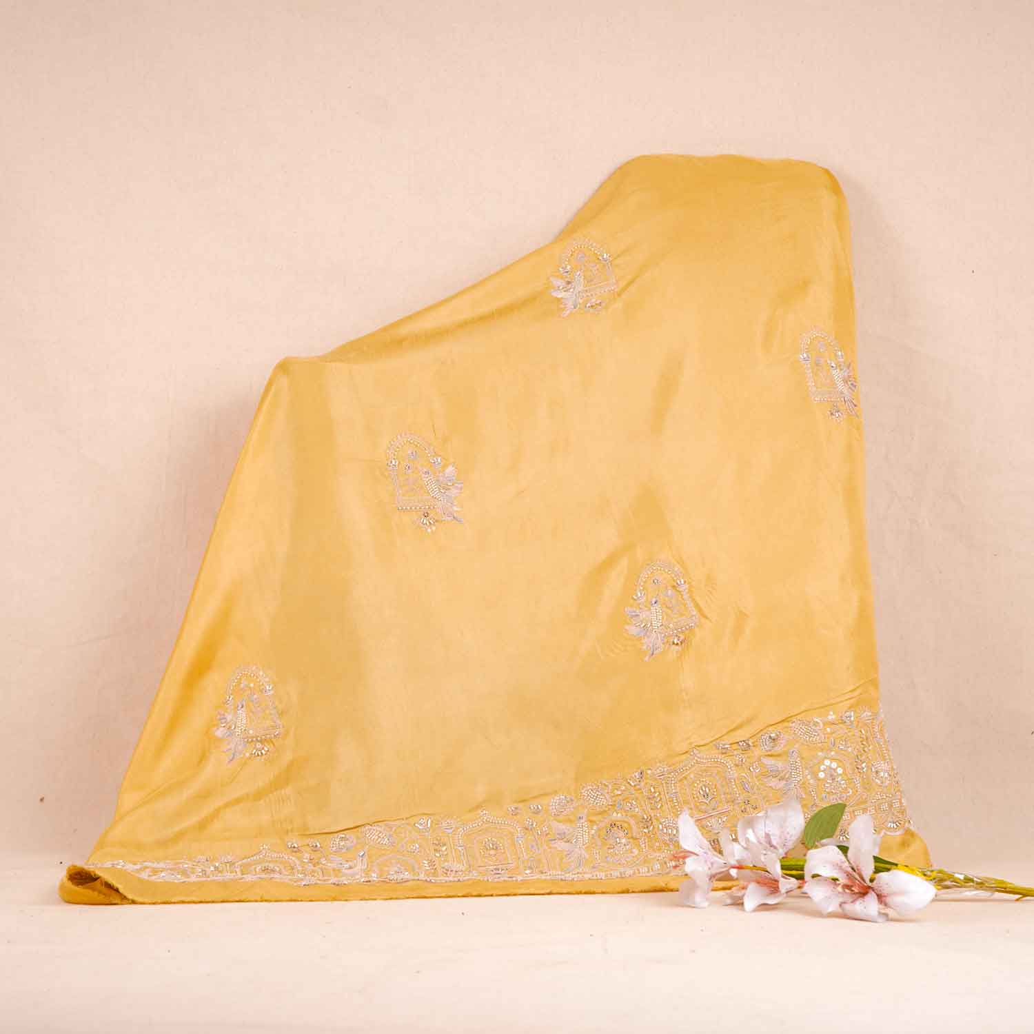 Pista Traditional Pearl Cutdana Dola Silk Fabric TA-28988 - TradeUNO