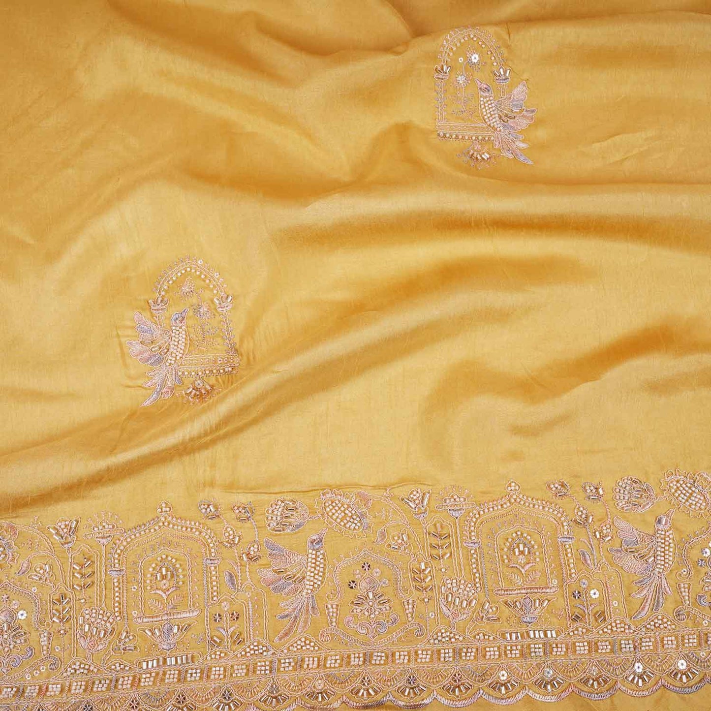 Pista Traditional Pearl Cutdana Dola Silk Fabric TA-28988