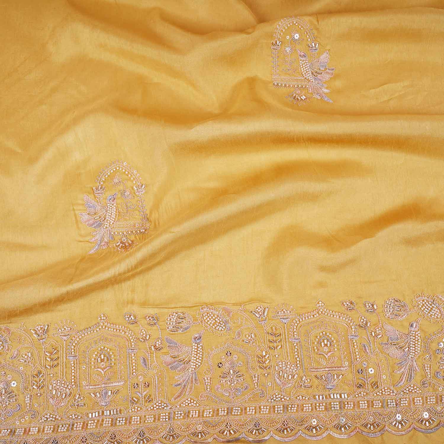 Pista Traditional Pearl Cutdana Dola Silk Fabric TA-28988 - TradeUNO