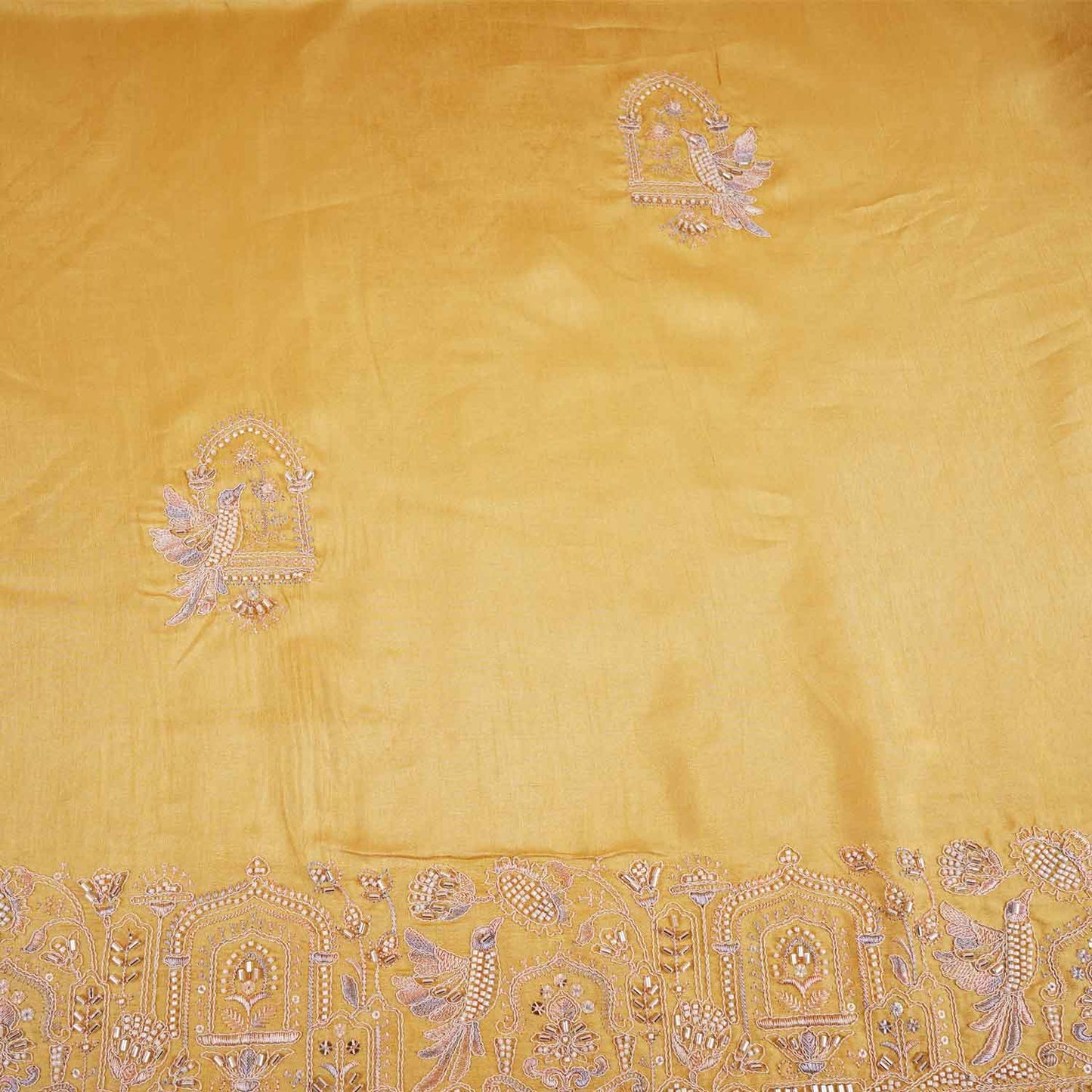 Pista Traditional Pearl Cutdana Dola Silk Fabric TA-28988