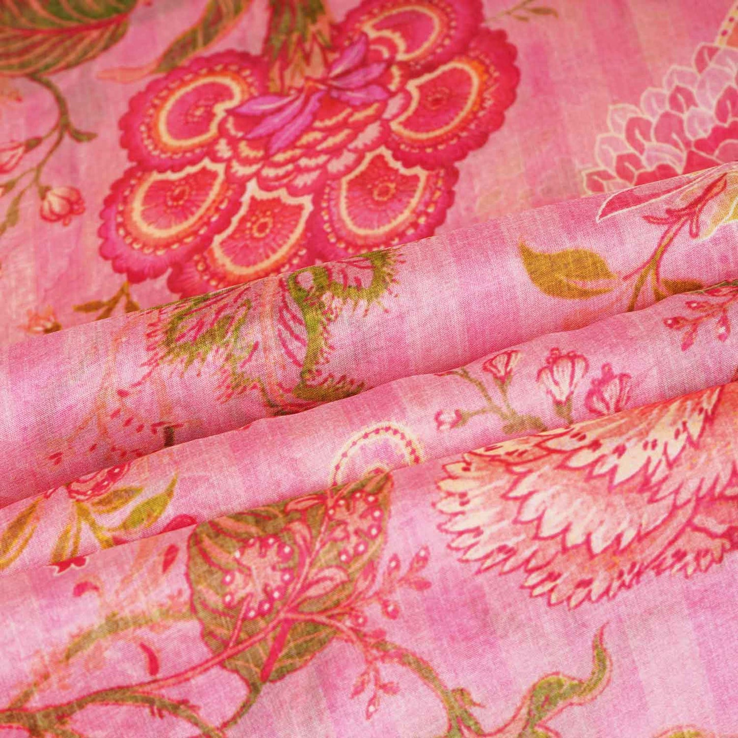 Pink Floral Print Organza Fabric GT-28994