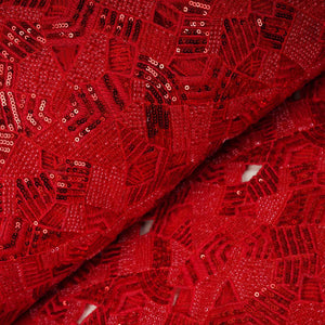 Red Cutwork Embroidery Net Fabric HCS-28996 - TradeUNO