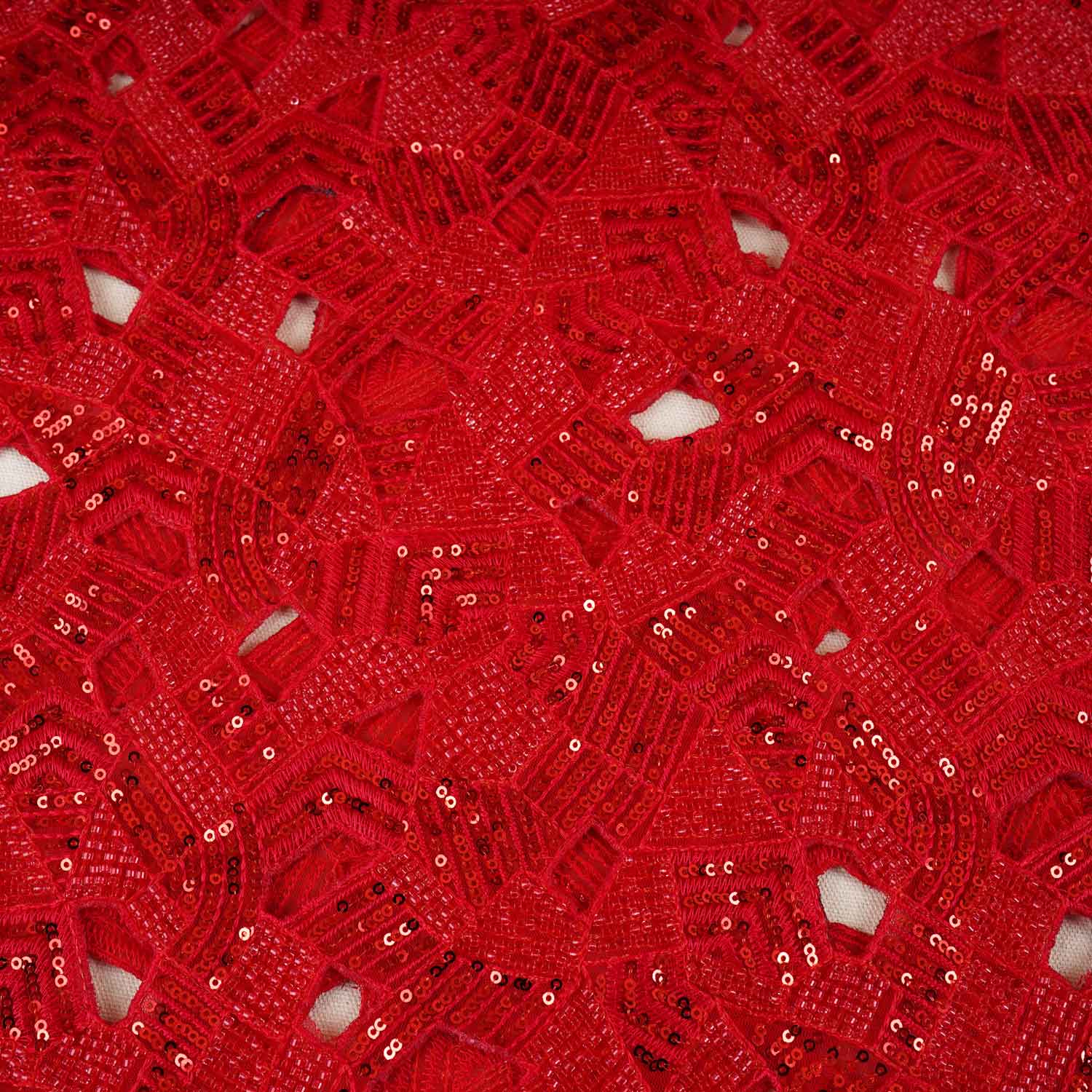 Red Cutwork Embroidery Net Fabric HCS-28996 - TradeUNO