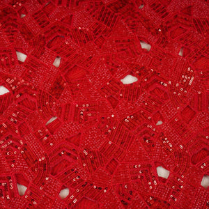 Red Cutwork Embroidery Net Fabric HCS-28996 - TradeUNO