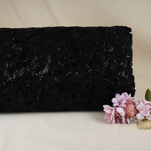 Black Cutwork Embroidery Net Fabric HCS-28997