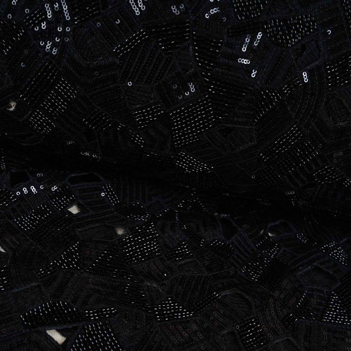 Black Cutwork Embroidery Net Fabric HCS-28997 - TradeUNO