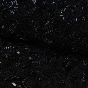 Black Cutwork Embroidery Net Fabric HCS-28997 - TradeUNO