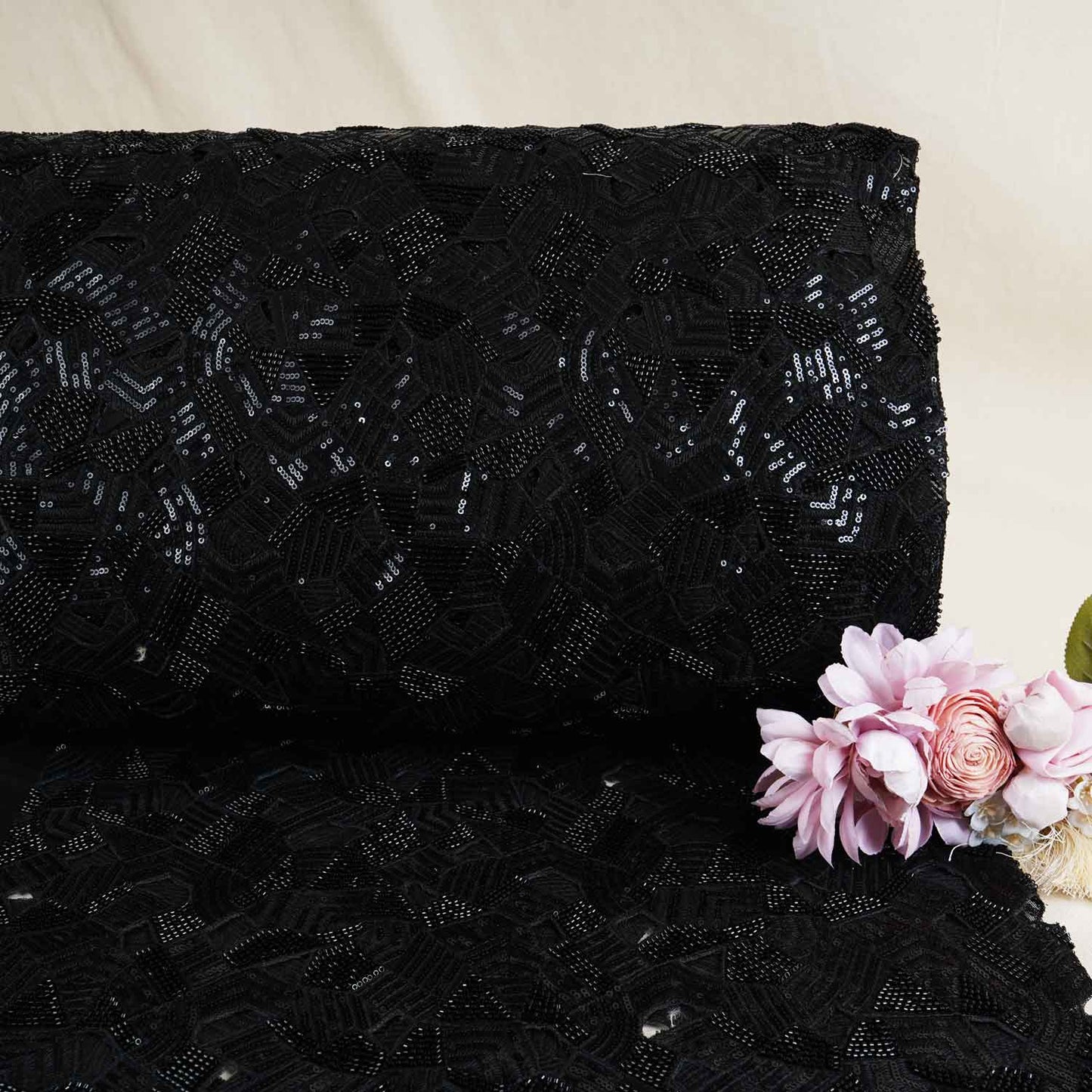 Black Cutwork Embroidery Net Fabric HCS-28997