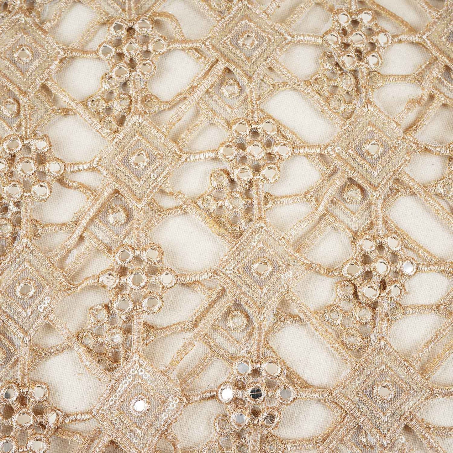 Golden Cutwork Embroidery Net Fabric HCS-28999