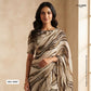 Beige with Brown Abstract print Crepe Fabric NVC-31827