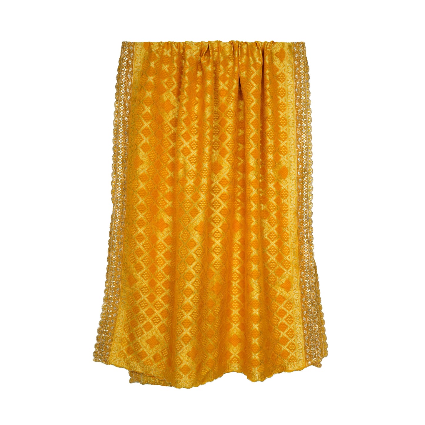 Yellow Bandhani Jacquard 60*60 Georgette Dupatta TF-32694