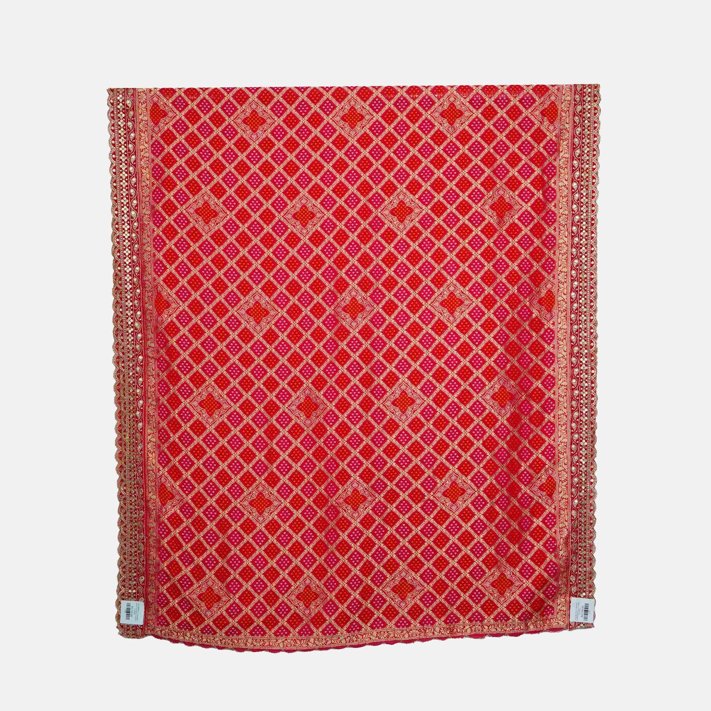Pink Bandhani Jacquard 60*60 Georgette Dupatta TF-32695