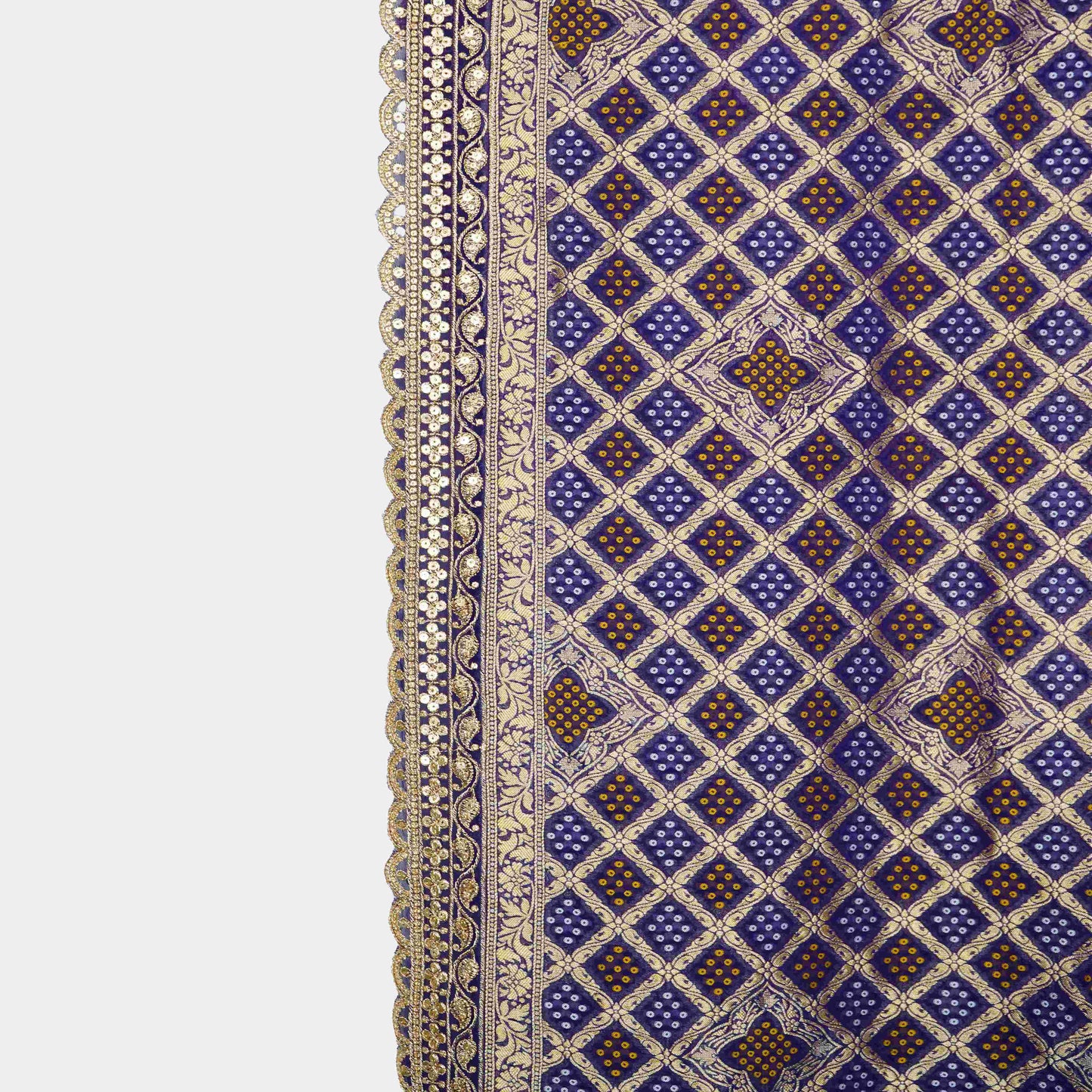 Purple Bandhani Jacquard 60*60 Georgette Dupatta TF-32696