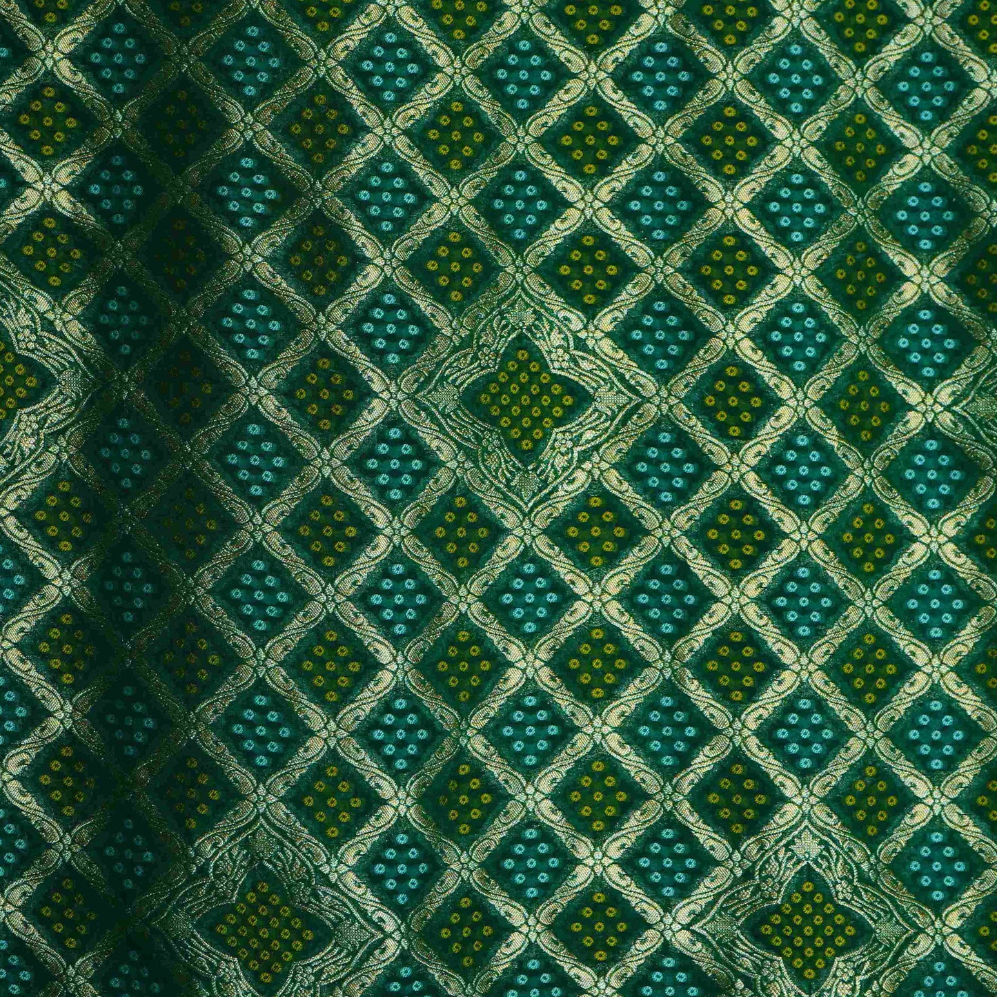 Green Bandhani Jacquard 60*60 Georgette Dupatta TF-32697