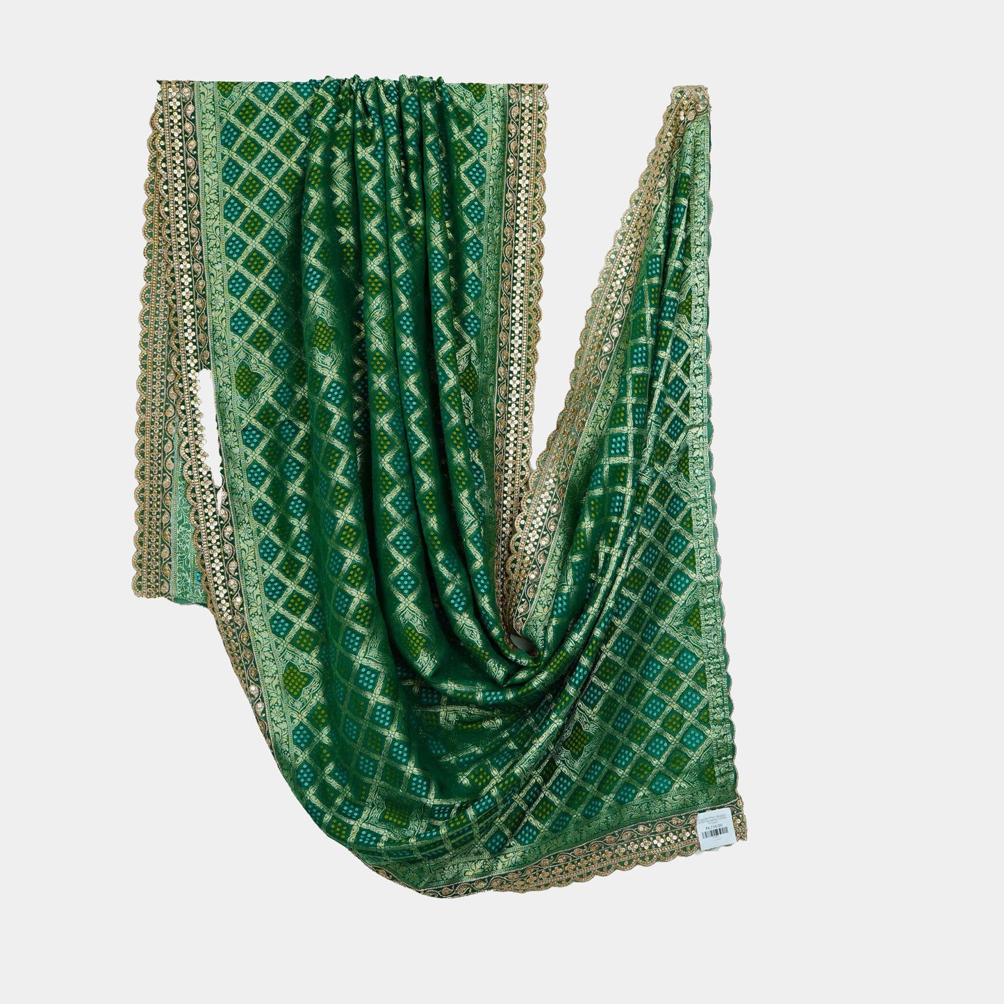 Green Bandhani Jacquard 60*60 Georgette Dupatta TF-32697