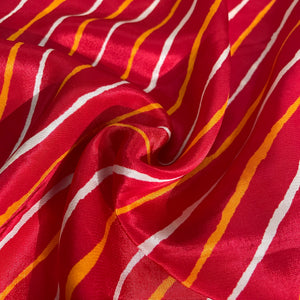 Red Lehariya Print Crepe Fabric