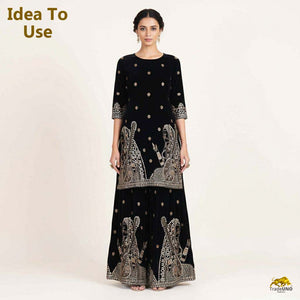 Black Embroidery Velvet Fabric JD-28969 - TradeUNO
