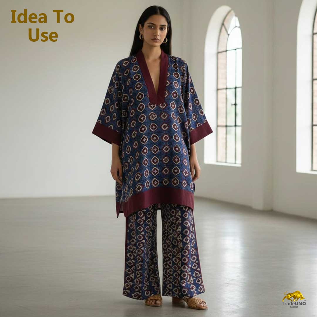 Blue Floral Print Modal Satin Fabric EEG-28709