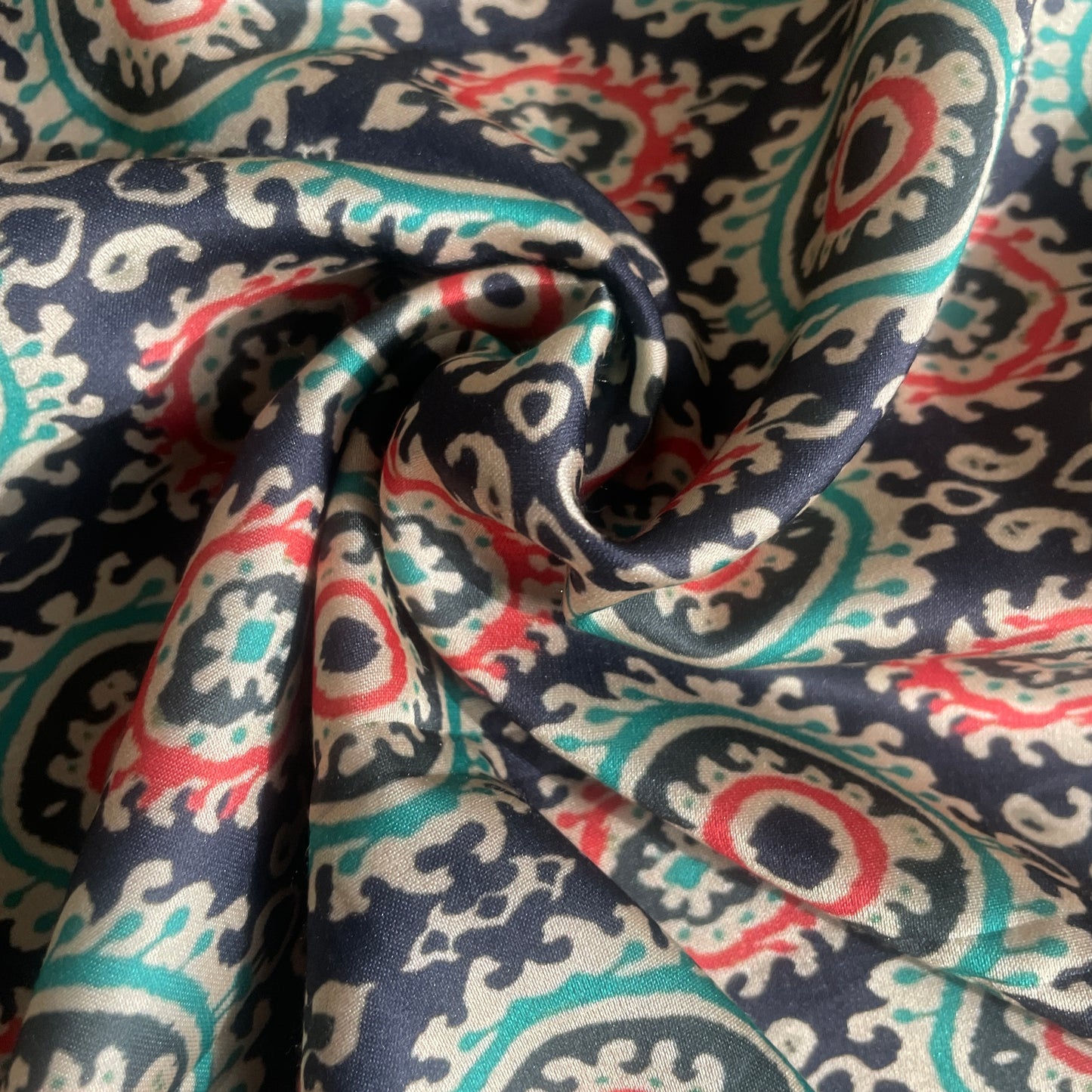 Black Handblock Print Modal Satin