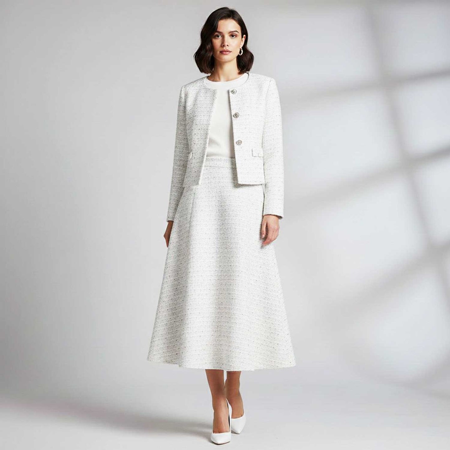 Cream Tweed Fabric AF-27917