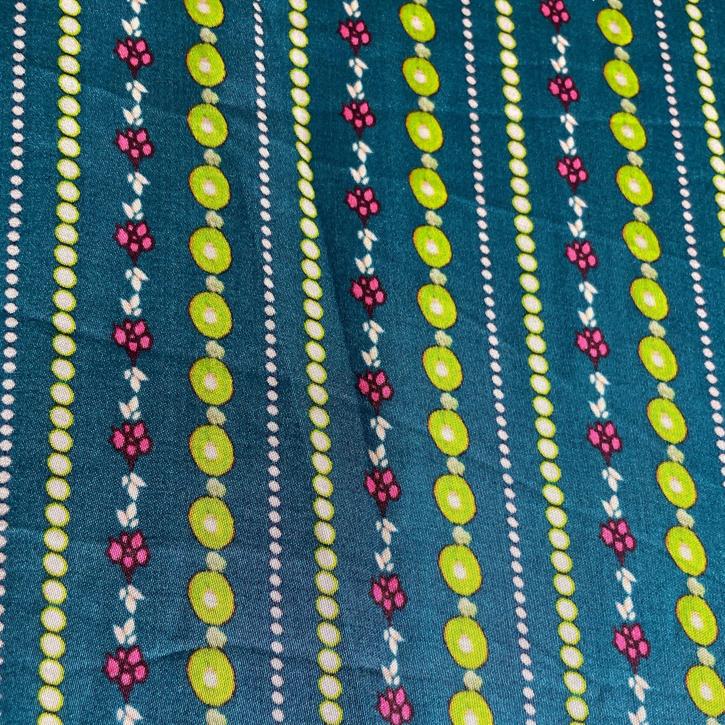 Blue Geometrical Print Modal Satin Fabric
