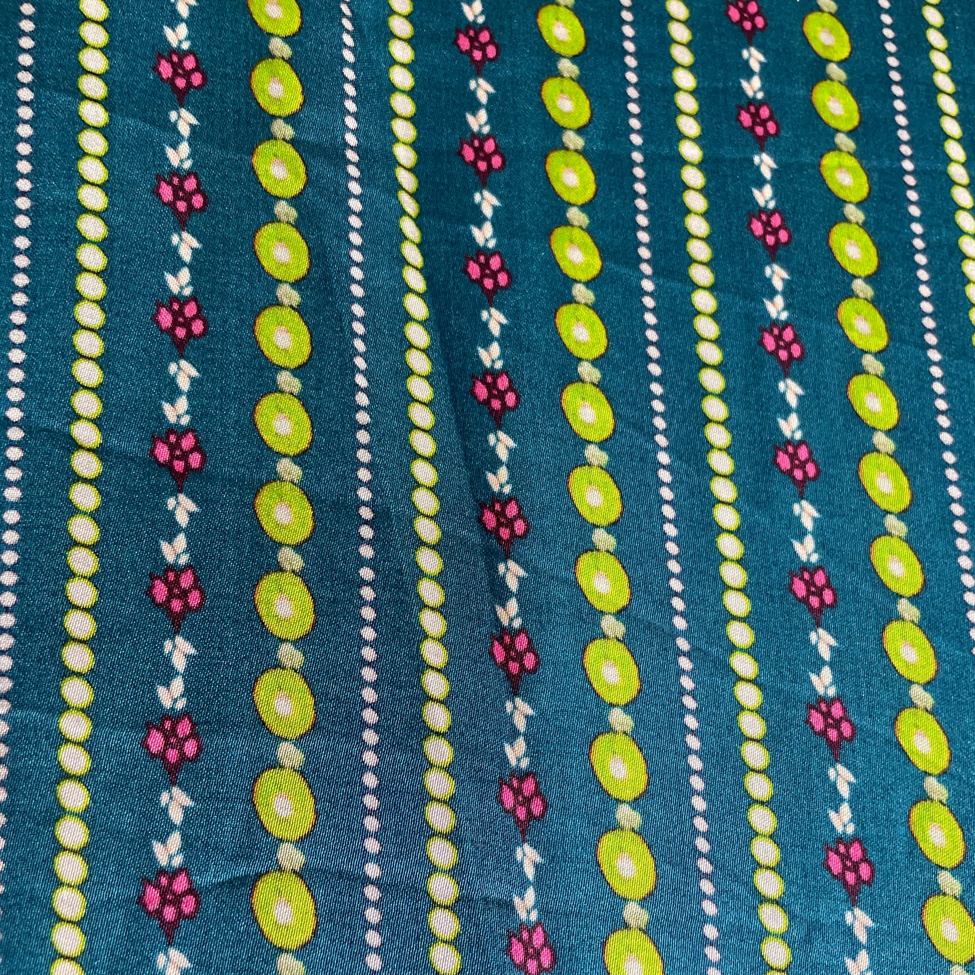 Blue Geometrical Print Modal Satin Fabric