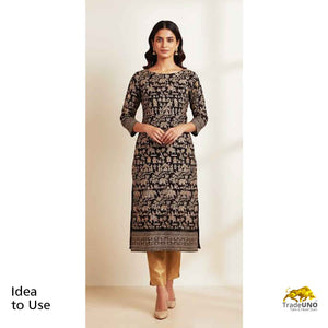 Black Zari Embroidery Georgette fabric DR-27963 - TradeUNO