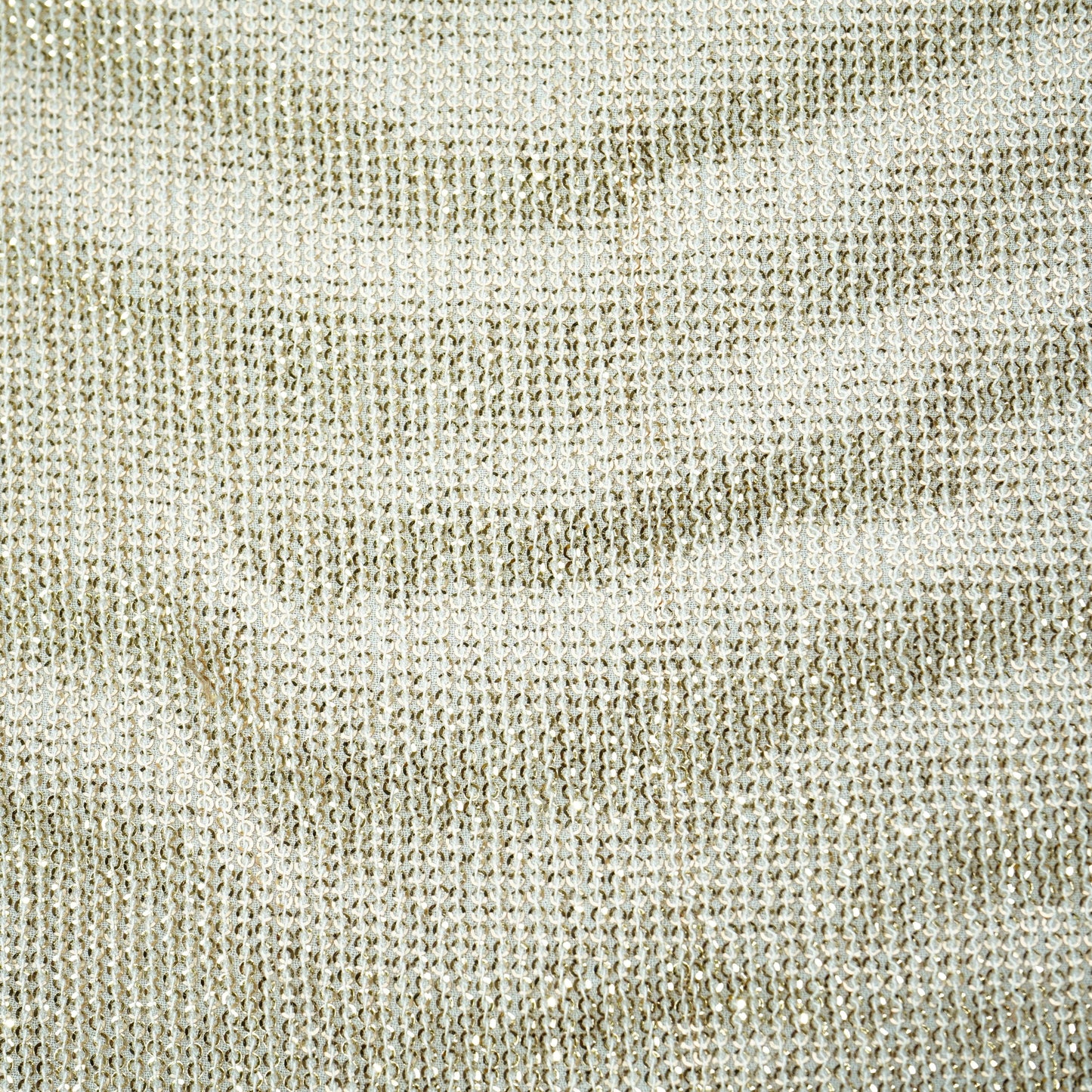 White & Copper Sequence Embroidery Georgette Fabric