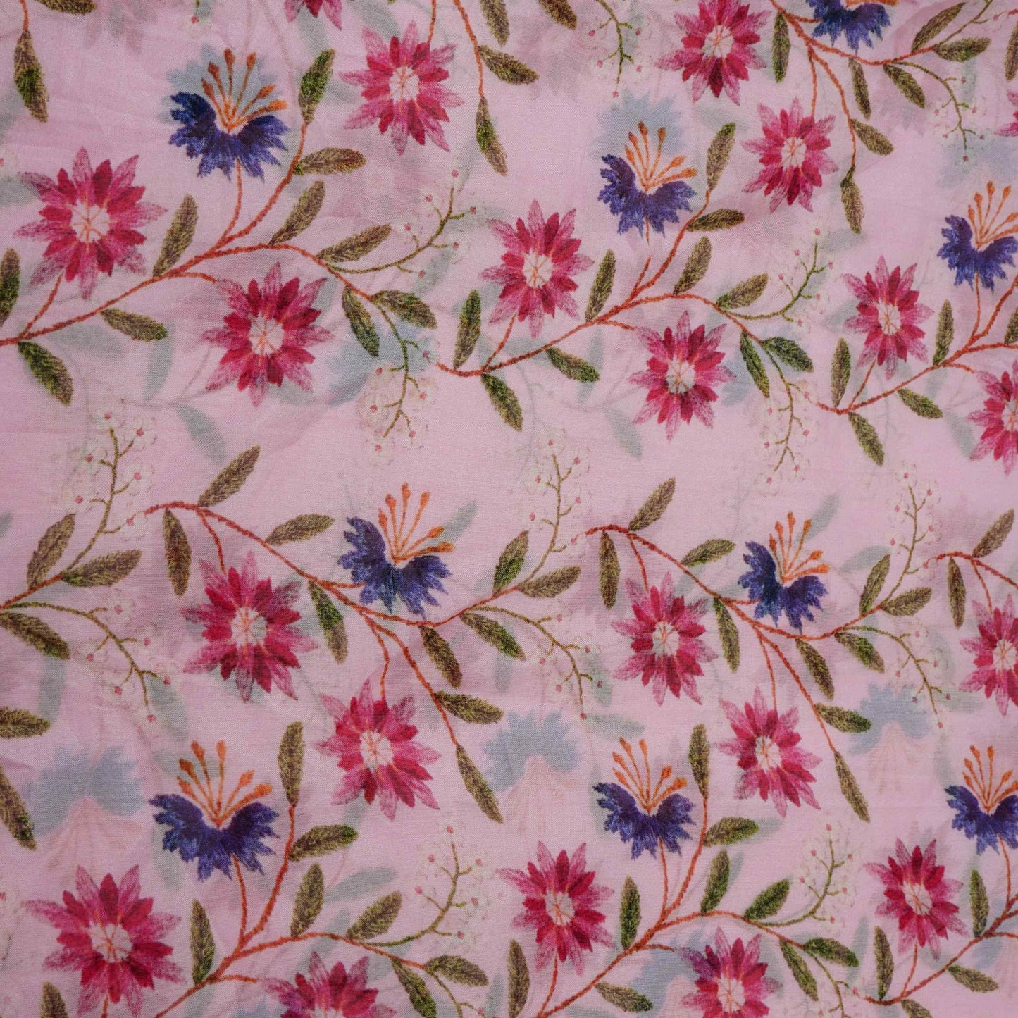 Pink floral print Organza Fabric VP-32005
