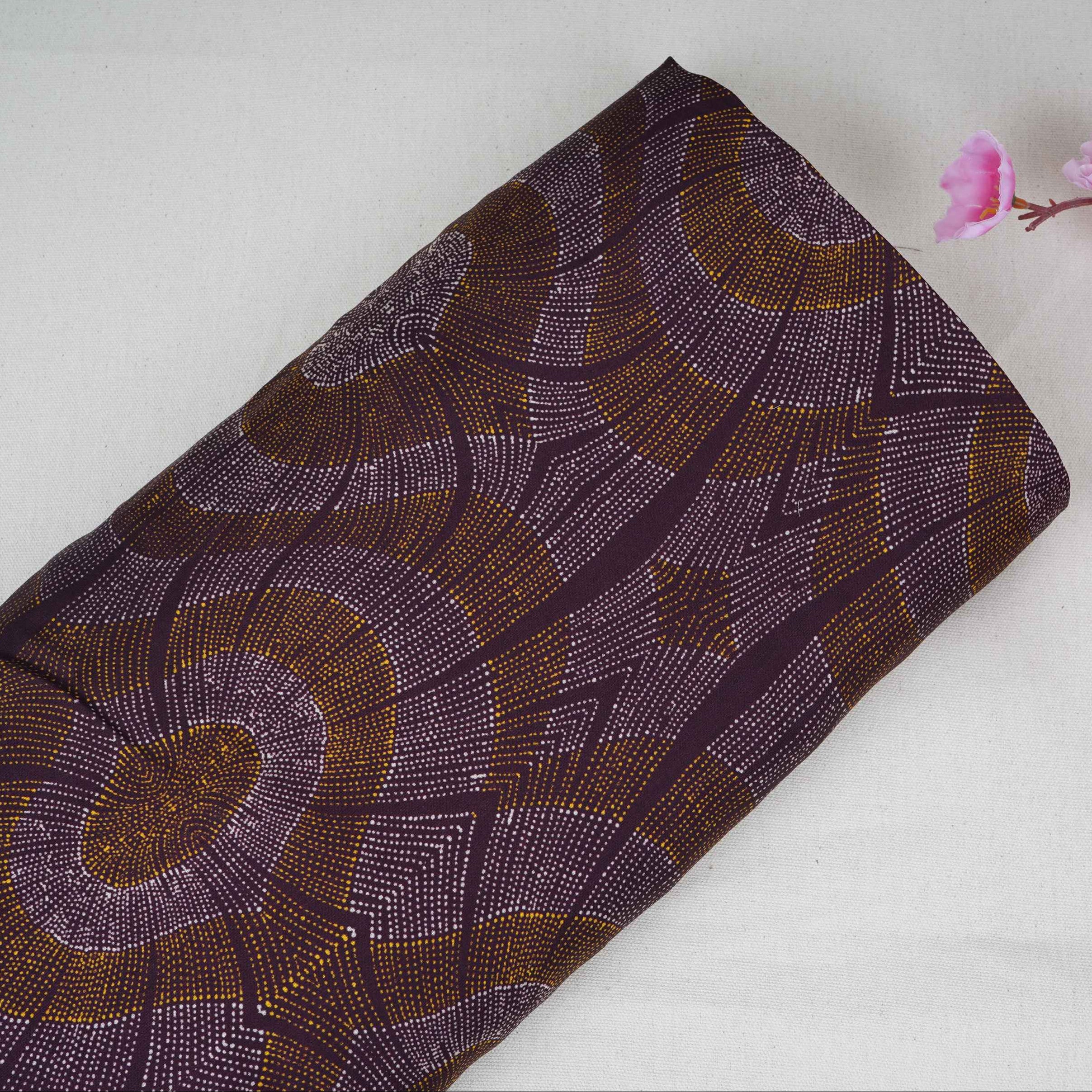 Wine Abstract Print Satin Linen Fabric MT-30980 - TradeUNO