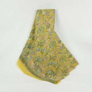 Yellow Thread Embroidery Georgette Fabric DR-32380 - TradeUNO