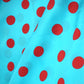 Sky Blue & Red Polka Dot Twill Satin Fabric VP-32436